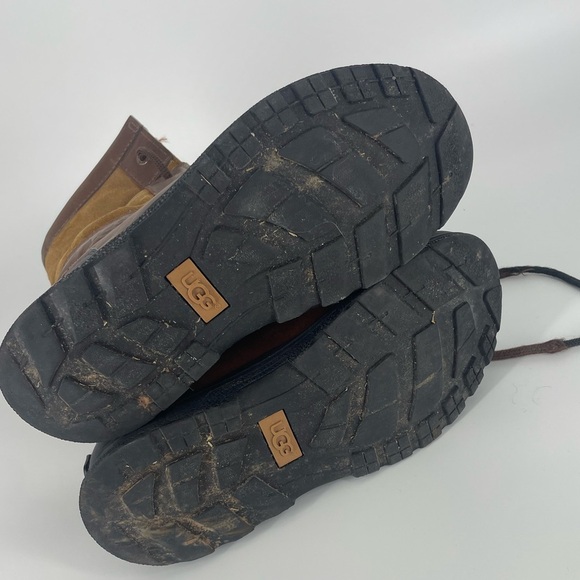 UGG Butte Kids Size 4 Leather Winter Boot Adirondack Style Brown Tan Waterproof - Picture 6 of 6